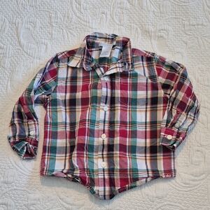 Janie and Jack boys 18 - 24 months plaid long sleeve button up shirt VGUC
